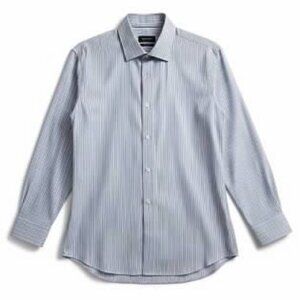 Bugatchi Men's Blue/Grey Striped Dress Shirt Size Medium